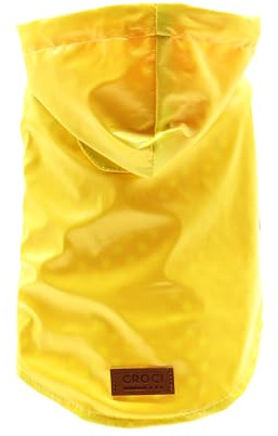 Croci Raindrop Lemon - Impermeabile per cani taglia piccola e media, cappotto antivento, giubbotto con cappuccio e foro per guinzaglio, colore Giallo, taglia 25 cm