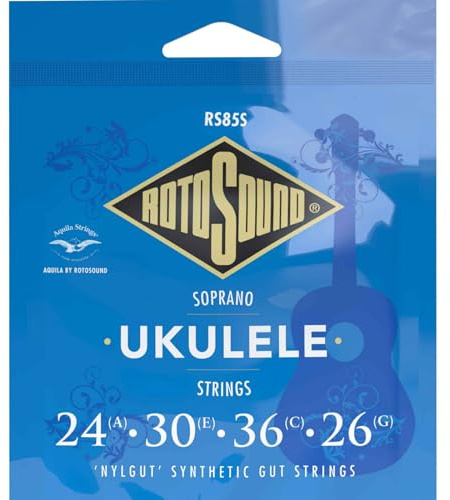 Rotosound Strings for Ukulele, Ukulele Strings Set Soprano Nylgut RS85S Medium 24 30 36 26