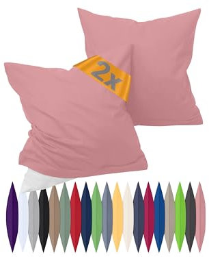 npluseins Renforcé-Kissenbezüge im Doppelpack - 100% Baumwolle - schlicht und edel 698.898, 80 x 80 cm, Altrosa