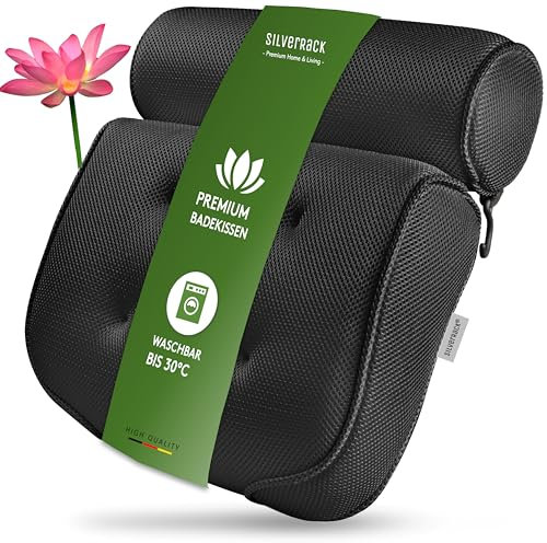 SilverRack Badewannenkissen [Schwarz] - Geschenke für Frauen Männer Weihnachten - Nackenkissen für Badewanne - Kissen für Badewanne - Coole Geschenkset Ideen zum Baden