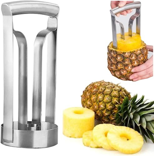 Affetta Ananas in Acciaio Inox,Taglierina per Ananas,Ananas Affettatrice con Maniglia Anti-slittamento,Facile da Usar