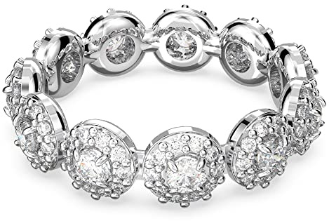 Swarovski Una Ring, Weißer und Rhodinierter Damenring mit Strahlenden Swarovski Kristallen