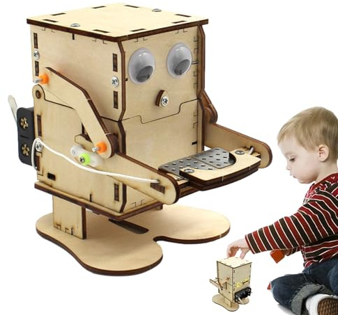 Ziurmut Robot mangeur de pièces, kit d'assemblage de Robot, Robot DIY Mangeant des tirelires, Kit d'expérimentation Scientifique éducative, Robot Mangeant des pièces de Monnaie à Assembler soi-même,