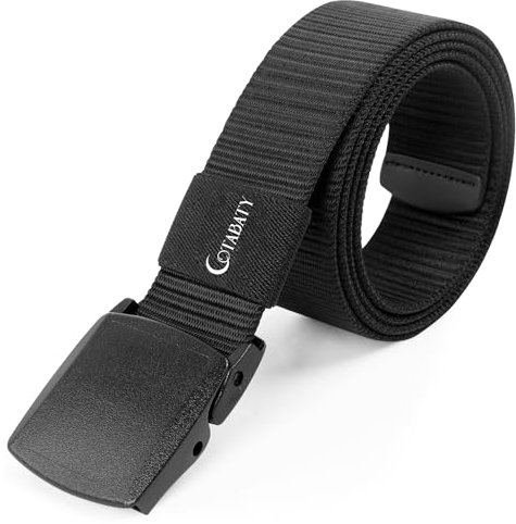 Cotabaty - Lightweight Nylon Belt for Men Women, Military Tactical Belt, Quick Release Metal Free, Canvas Work Belt, Suitable for Anywhere (Black)