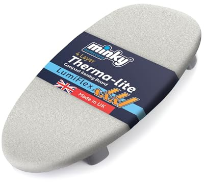 Minky Homecare Therma-Lite UltraGlide Table Top Ironing Board - Space Saving Small Ironing Board with Folding Feet - Lightweight and Compact, Ideal for Small Spaces - Metallic, 27.5 x 13.3