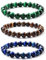 Milacolato 3-5PCS Armbänder für Herren 8MM Tigerauge Armband Herren Schwarzen Perlenarmband Herren Elastische Lavastein Armband Herren Perlen Vatertag Armband für Männer Schmuck Geschenke