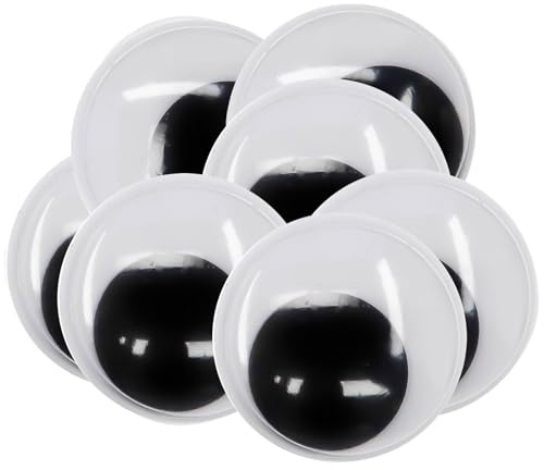 TOAOB 20 Pièces 50mm Yeux Mobiles Autocollants Adhésifs en Plastique Wiggle Eyes Ronds Noir Blanc pour Scrapbooking Artisanat Accessoires DIY Craft Poupées Décorations Handicraft