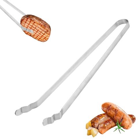 Grillzange Edelstahl, Wurstzange, BBQ Wurstwendezange, Grillzangen, Mehrzweck Greifer Brotklammer, Einfach Umzudrehen Lebensmittel, Extra Lange Fleischzange für Wenden von Steak, Fleisch und Gemüse