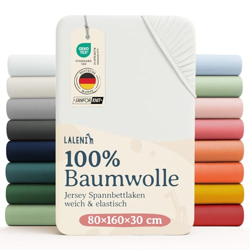 Laleni Basic Drap Housse Bebe 80x160cm - Lot de 1 - Respirant Et Doux - 100% Coton (135 g/m²) - Certifié Oeko-TEX 100 - Ivoire