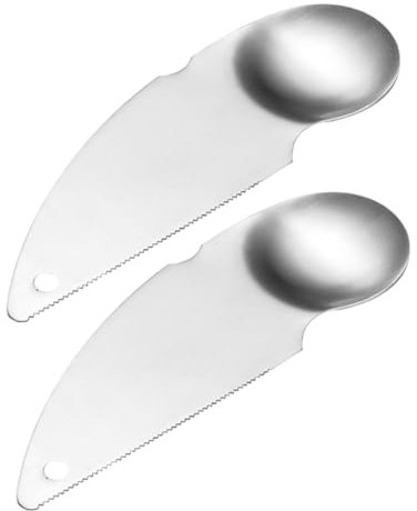 DEARMAMY 2pièces Cuillères à Kiwi Coupe-Kiwi Acier Inoxydable Outils pour Creuser La Chair des Fruits Pelles à Fruits Lot