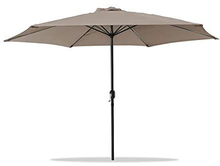 Acomoda Textil – Sombrilla de Jardín con Forro Anti UV. Parasol de Aluminio con Manivela, Toldo Octogonal 3 M Ø para Patios y Terrazas 244 x 300cm. (Topo)