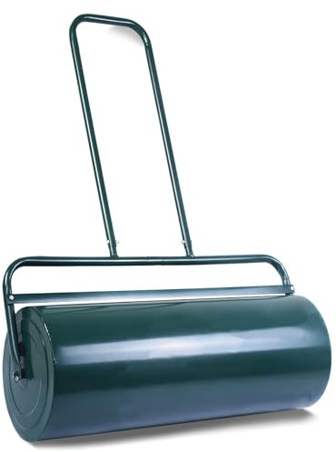 GYMAX 48L Rullo per Erba Riempibile, Rullo Manuale da Giardino con Diametro di 30 cm, Rullo per Prato in Metallo, Riempibile con Acqua/Sabbia, Verde (Verde)