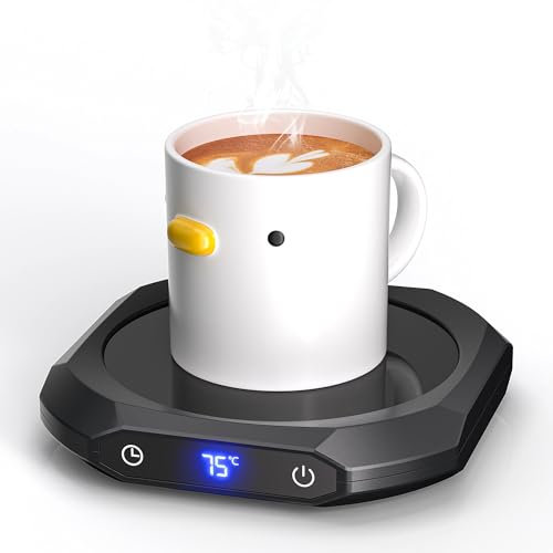 Coffee Mug Warmer, 1-12H Timer Mug Warmer for Desk with Temperature Display, 3 Temp Settings Smart Candle Warmer Electric Heated Pad for Tea, Food, Milk and Coco, Office Gadgets