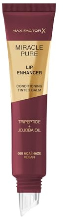 Max Factor Miracle Pure Lip Enhancer, 060 Açai Haze, Conditioning Tinted Lip Balm, Glossy Colour Tint, With Jojoba Oil & Tripeptide, Vegan