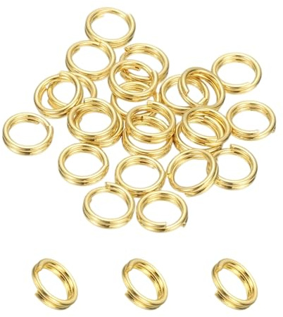 PATIKIL Anneau De Séparation Rond, 20 Pcs 4 mm Petits Anneaux De Séparation Avec Double Boucles Cercle Métallique De Petite Clé pour Chaînes De Clés Fabrication De Bijoux, Or