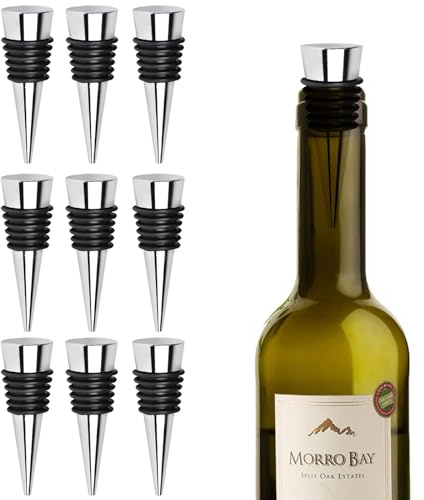 FBBULES 9 St Flaskproppar, Återanvändbara Vinflaskstoppare, Vinproppar i Metall för Vinsamling, Rött och Vitt Vin, Champagne, Öl Sparare Sealer (Silver)