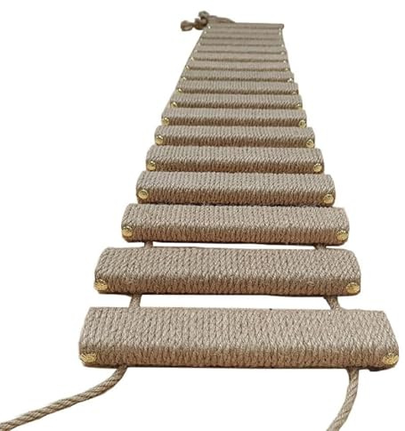 Ponte per gatti da parete, struttura per arrampicata su roccia, scala per gatti, giocattoli, albero per gatti all'aperto, corda in sisal, per arrampicata, mobili per animali domestici (A, 100 cm, 1)