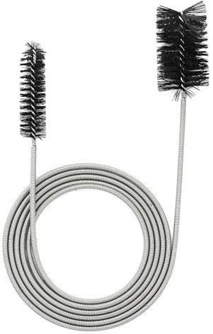 Flexibel rengöringsborste med dubbla huvuden, 155 cm multifunktionell mjuk, flaskborste lång, rörborste, borste med dubbla huvuden, slangborste av rostfritt stål för rör med smalt dräneringshål