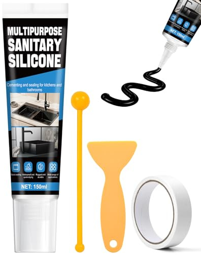 Allisway Silicone Noir Salle de Bain, 150ml Silicone Noir, Joint Salle de Bain, Viscosité ÉLevée, Convient Pour les Joints D'éviers de Cadres de Fenêtres de Toilettes, Etc., Intérieur et ExtéRieur