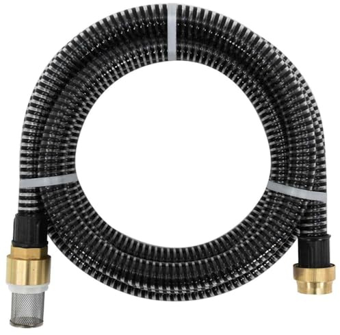 Mangloder Tubo di Aspirazione con Connettori in Ottone Nero, 1.1 Pollici 10M PVC Tubo per Impianti idrici Domestici Filtro Acqua Pompa da Giardino con Valvola a Piede e Setaccio per Aspirazione