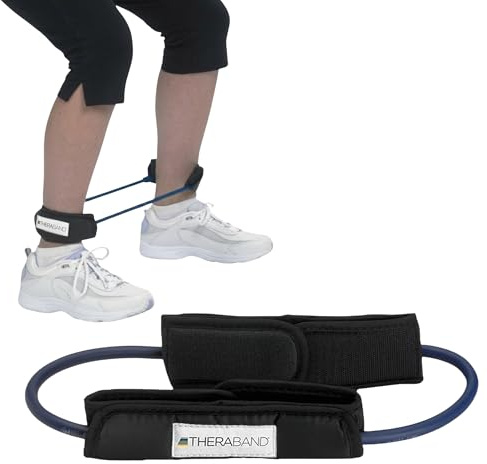 THERABAND Resistance Tubes, 12 Padded Cuffs, Blue, Extra Heavy, Level 4