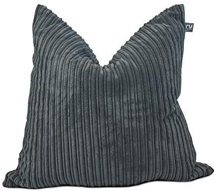 rucomfy Beanbags Soft Corduroy Square Floor Cushion - Use as Large Cushion, Pillow or Extra Seating - Home Living Room Decor or Bedroom Furniture - Machine Washable - L68cm x W68cm (Grey)