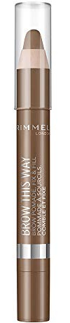 Rimmel London Brow This Way Brow Pomade Fix & Fill, Soft Brow Crayon, Dark Brown, 3.25 g