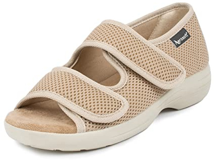 Aerosoft Sandali Stretch 06 Donna Uomo Pantofole Antiscivolo Chiusura a strappo (Beige, 36)