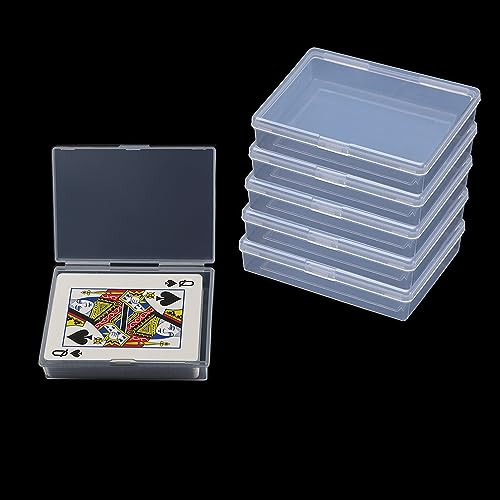 Cwdew Playing Card Deck Cases 6pcs Plastic Empty Playing Card Box Holder Storage Case Organizer Snap Closed, Suitable for 3.5X2.5 inch Game Gard (NO Cards)