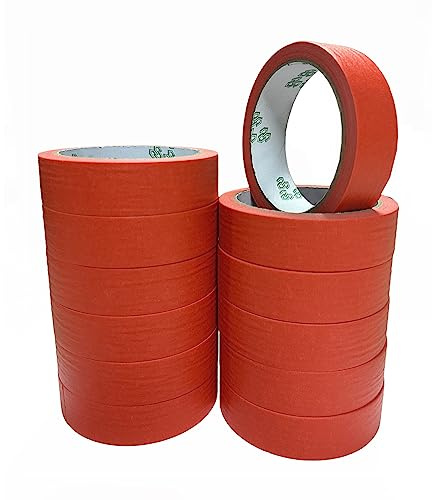Redwestmenlon Masking Tape Painting Tape Masking Tape 6N/25MM - Indoor Decorating Tape Adhesive Tape Crafts Painters Tape 12 Rolls (25mm x 20M) Red
