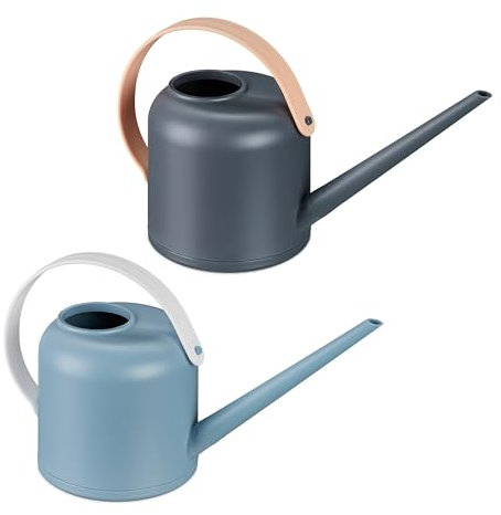 Relaxdays Gießkanne Zimmerpflanzen, 2er Set, 1,7 l, Kunststoff, Blumengießkanne für Zimmerpflanzen, Langer Hals, bunt