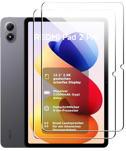 Fitudoos [2 Pièces Verre Trempé pour Xiaomi Redmi Pad Pro 5G/4G/Redmi Pad 2 Pro/Poco Pad 12.1 Pouce,Protecteur d'écran Tablette Film,sans Bulles d'air,Ultra Résistant,Rayures Protection.