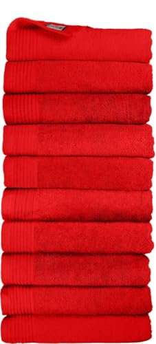 THE ONE TOWELLING Classic Handtücher - 50 x 100 cm - 10 Stück - Sparpack - Hohe Feuchtigkeitsaufnahme - 100% gekämmte Baumwolle - Rot