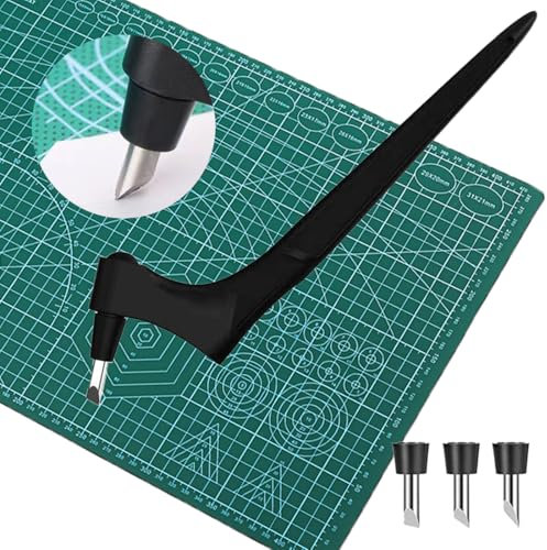 COYUN Juego Cuchillos Corte Arte, Hoja Giratoria de 360 Grados de Acero Inoxidable, 15°/30°/45° para scrapbooking, manualidades, tallado (3 cabezales)