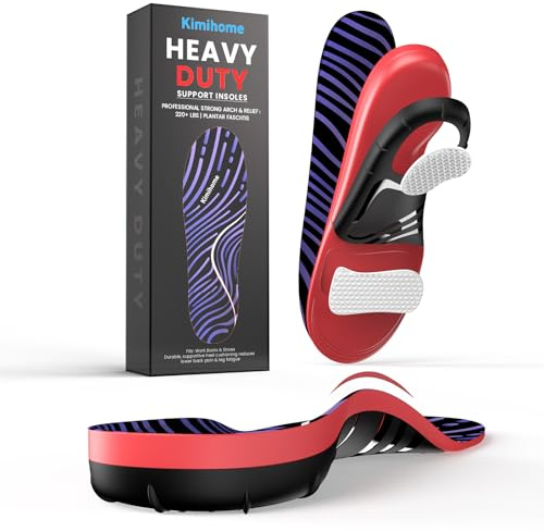 Plantar Fasciitis Relief Insoles - Kimihome High Arch Support Inserts - Heel Cups & Shoe Inserts for Heel Pain Relief - Planter Facetious Relief Support Inserts - S - Purplish Black