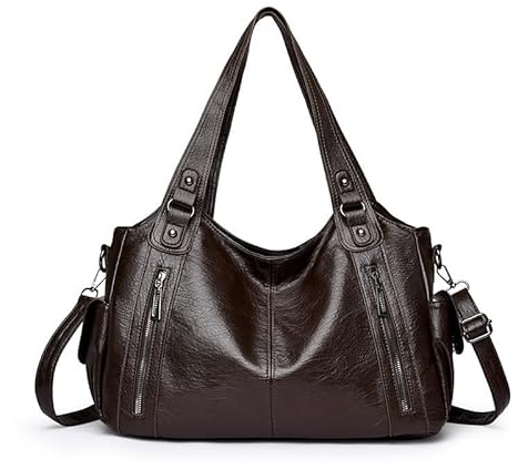 HiTotes Leather Tote Bags for Women Hobo Bags Leather Handbag Satchel Bag Women's Top-handle Bags Slouchy Shoulder Bag Cross Body Bag
