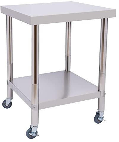 Work Table - Banco de trabajo móvil, mesa de trabajo, mesa de trabajo, mesa tensora de acero inoxidable, 300 kg de capacidad de carga, con ruedas