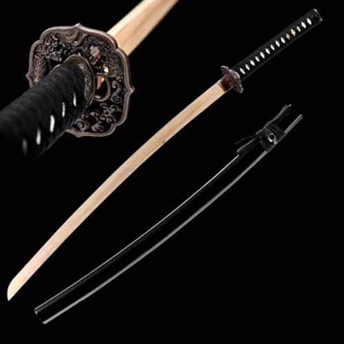 HJHUUA Katana in bambù Naturale,bokken Fatto a Mano con Fodero in Legno,Spade da Samurai in Legno per Pratica di Kendo,Esposizione,Cosplay,Oggetti di Scena,Regali - 103 cm