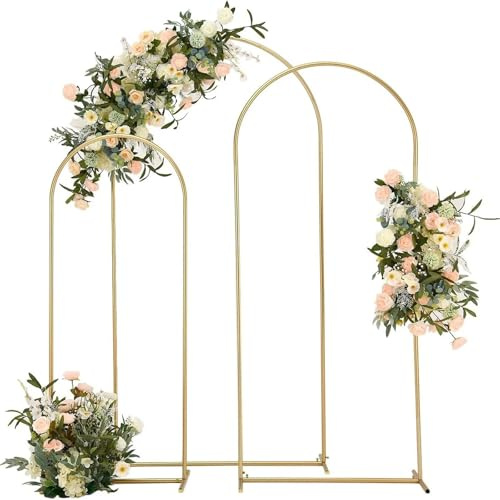 YDYAENIO Arco Matrimonio 1 pz. Supporto ad Arco Dorato in Metallo for Matrimonio, Compleanno, Festa, Decorazione ad Arco, Supporto ad Arco, Palloncino, Sfondo for Display(7.2FT(120x220cm))