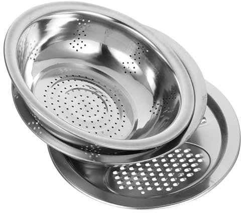 CIYODO 3 Pezzi Scolapasta e Ciotole in Acciaio Resistente Multifunzione Con Grattugia e Colino Per Lavaggio Verdure Frutta e Riso Capiente e Pratico Per Cucina