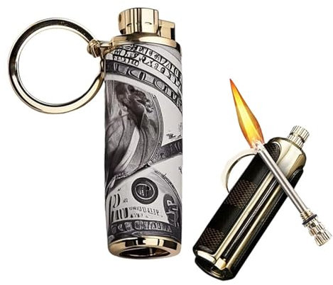 Accendino a fiammifero permanente, antivento retrò con portachiavi, può aggiungere cherosene, adatto for candele da campeggio all'aperto(Black)