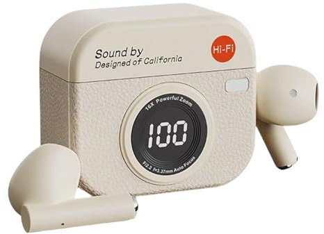 Générique Game Wireless Earbuds, Touch Control Semi in-Ear Earphones, Noise Cancelling Audio Device with Camera Charging Case and Long Battery Life for Adults, Phones, Travel, Home, Women