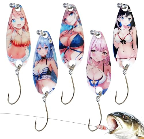 Skedblinkers | Beach Style badbete Hardbait | 5 stycken glitterdrag för havskatt öring abborre, gös, flodabborre, sjö flod hav