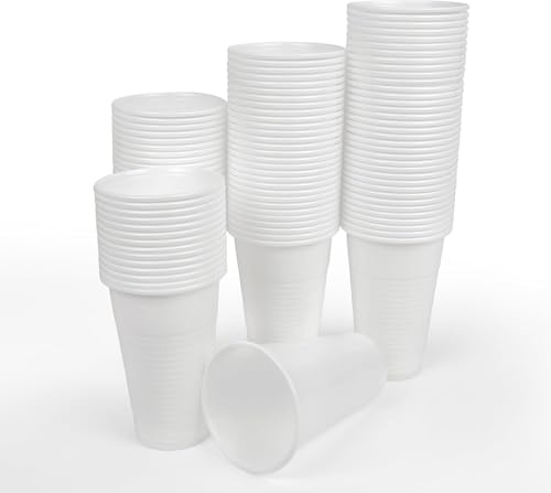 EURO DECO Gobelet Plastique Réutilisables, 500 pièces Gobelet en blanc 200 ml, Lavables et Réutilisables, Idéals pour Fêtes, Anniversaires, Événements, Bureaux, Testés pour 20 Lavages, Sans BPA (500)