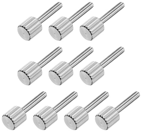 QUARKZMAN 10 Pcs Viti A Manopola Zigrinate M2 x 10mm, 304 Acciaio Inossidabile Testa Piatta Viti A Manopola Zigrinate Completamente Filettate Bulloni Fissaggi, Elettronica, Macchinari