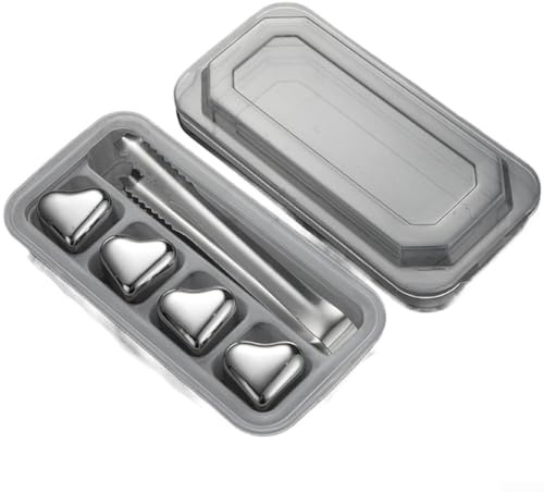 HEBEOT Lot de pierres à whisky réutilisables en acier inoxydable pour refroidir les boissons sans dilution 304 glaçons en métal pour whisky, vodka, vin et plus encore pour bar à domicile (A)