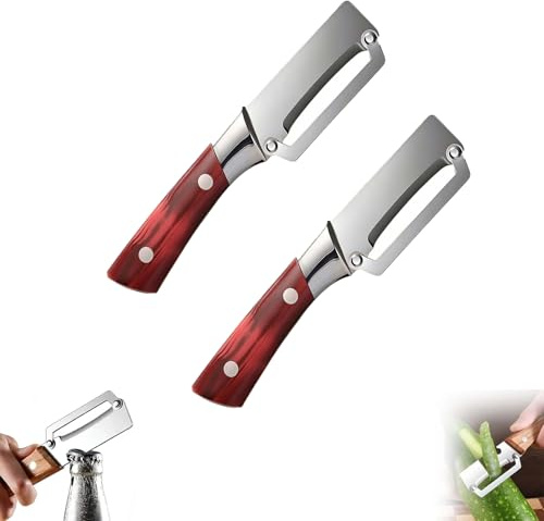 Multi-Functional Peeler for Kitchen, Sugarcane Peeling Knife, Vegetable Peeler, Stainless Steel, Ergonomic Wide Handle, Comfortable Grip, Heavy Duty, for Thick Melon, Hard Rind, Kitchen Use (B*2)