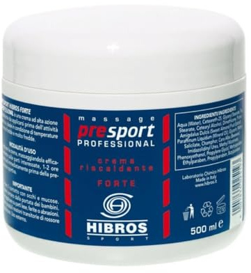 Hibros PreSport Crème Activatrice Presport Cyclisme - Saison Froide - Fort Réchauffement - Massage Absorption Rapide Crème Made in Italy 500 ml