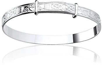 Designer Inspirations Boutique 6MM Wide Irish Claddagh Design Expanding/Expandable/Adjustable Bangle Bracelet for Baby/Child/Children/Women - 925 Sterling Silver - Size: BABY (Small)