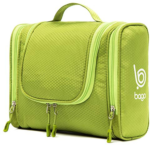 Bago Travel Hanging Toiletry Wash Bag Makeup Cosmetic Organizer - Large Waterproof Toiletry Bags for Women and Men - Travel Essentials Accessories Hanging Wash Bag (Green)